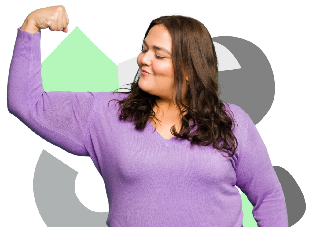 Lady flexing muscles